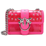 PINKO Love Quilted PVC Leather Hot Pink Silver Shoulder Bag Jewelsunderthesea 