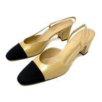 CHANEL Slingbacks Beige & Black Goatskin & Grosgrain G31318 Size 42 jewelsunderthesea 