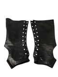 Chanel Rare Snap Up Black Leather Boot/Heel Covers Gaiters Jewelsunderthesea 