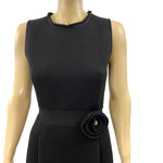 Blumarine Black Knit Sleeveless Dress Crystal Flower Brooch 42 | 8 Jewelsunderthesea 