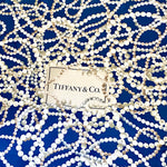 Tiffany & Co. Pearls Ribbon Silk Scarf in Dark Blue 34" x 34" Jewelsunderthesea 