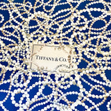 Tiffany & Co. Pearls Ribbon Silk Scarf in Dark Blue 34" x 34" Jewelsunderthesea 