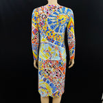 Emilio Pucci 2PC Star Print Silk Skirt 44|10 Long Sleeve Top 42|8 Jewelsunderthesea 