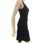 Chanel Black Knit Patchwork Sleeveless Dress with Ruffle Trim - Jewelsunderthesea 
