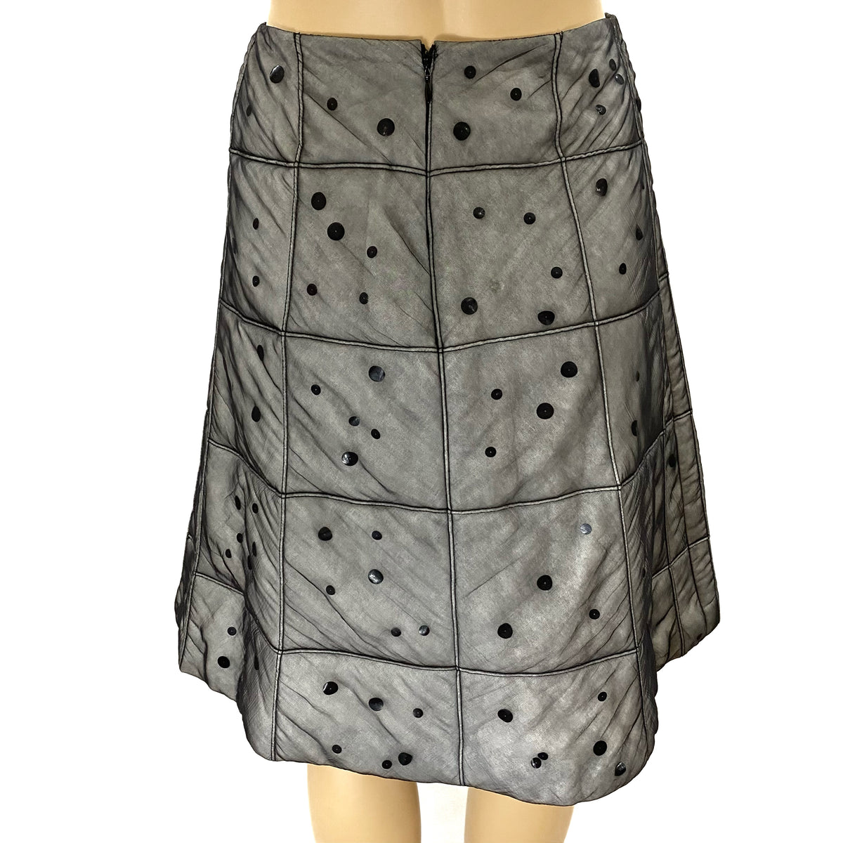 Chanel Identification Gray Puffer Paillette Sequin Skirt Size 42