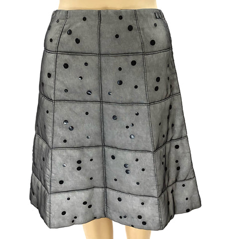 Chanel Identification 00A Gray Quilt Puffer Paillette Sequin Skirt Size 42 | 6 jewelsunderthesea 