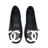 Chanel Cambon Black White CC Ballet Flats Size US8.5 | IT39B-Jewelsunderthesea 