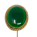 Isabel Canovas Vintage 80's Green Circle Gold Brooch Pin- Jewelsunderthesea