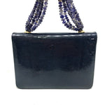 Darby Scott Mini Necklace Handbag in Navy Lizard- Jewelsunderthesea