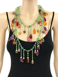 Carlo Zini Milano Crystal Cascading Multi Colored Long Necklace-Jewelsunderthesea 