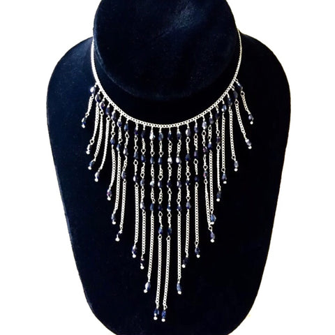 Donna Si Brazil 18K Midnight Blue Crystal Cascading Necklace- Jewelsunderthesea