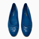 Chanel Blue Leather Ballerina Flats Size US10 | IT40.5 -Jewelsunderthesea 