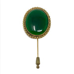 Isabel Canovas Vintage 80's Green Circle Gold Brooch Pin- Jewelsunderthesea