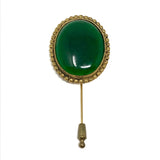 Isabel Canovas Vintage 80's Green Circle Gold Brooch Pin- Jewelsunderthesea