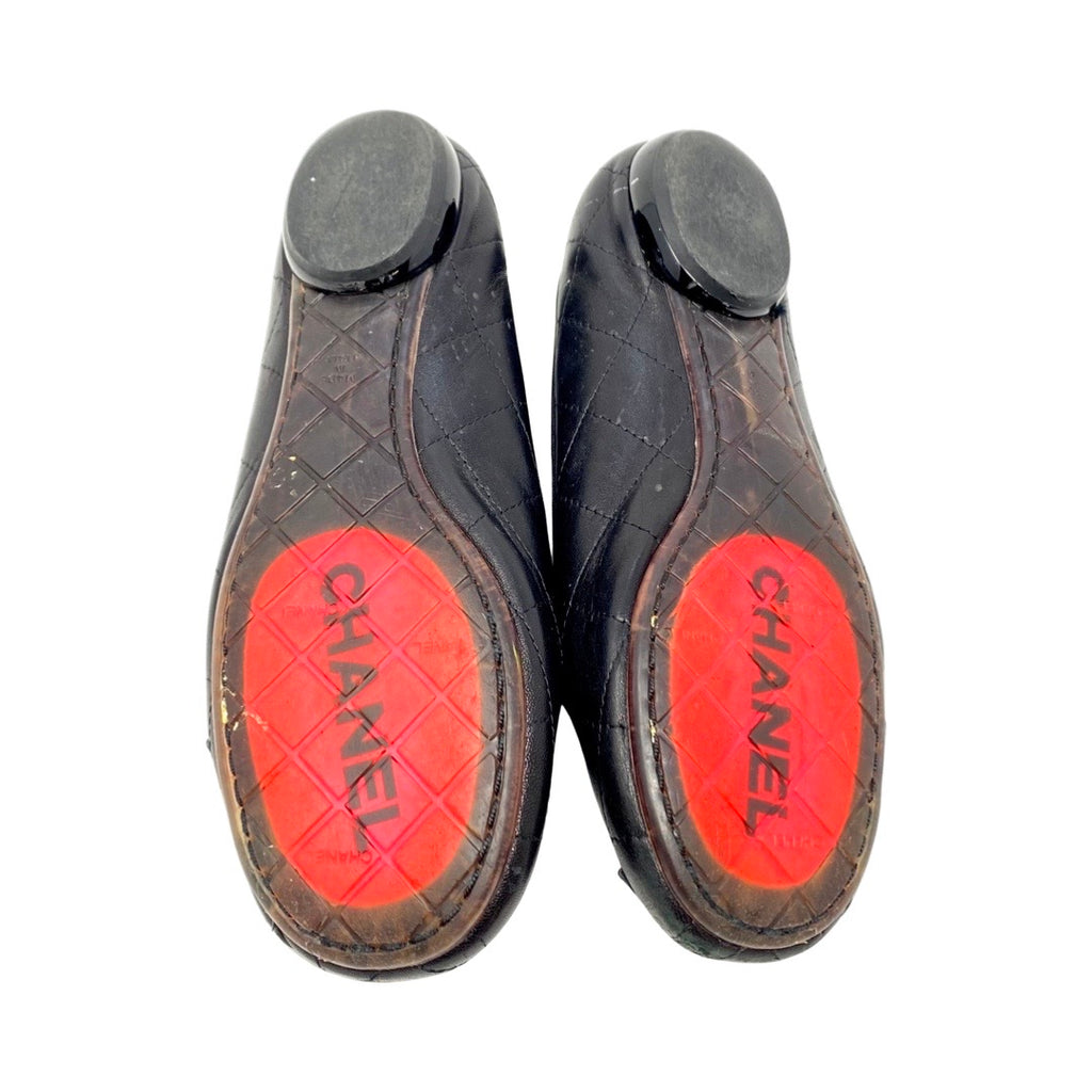 CHANEL G24712 Cambon Line CC Ribbon Flat shoes Shoes Leather shoes Black