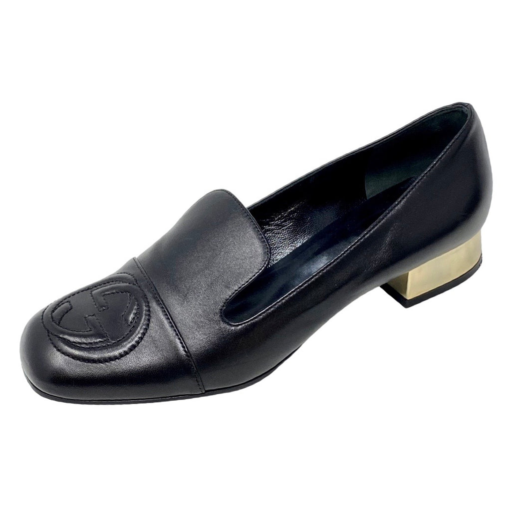 Gucci Leather Mid-heel Loafers in Black | Lyst